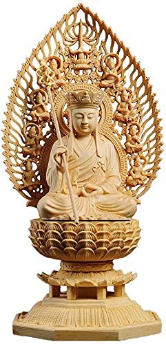 Amazon｜木彫りの仏像 置物 地藏菩薩 仏壇仏像 祈る 厄除け 桧木製
