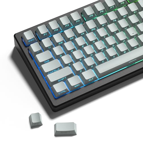 dagaladoo doubleshot PBT keycap Set,Japanese keycaps Shine Through,Side Printed Key caps Keyboard,Cherry Profile Custom Keycap for Mechanical Gaming Keyboards(Light Grey)