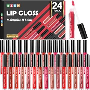 AZEN 24 Pack Lip Gloss Bulk Set, Shimmery Lip Gloss for Women and Girls With Rich Varied Colors