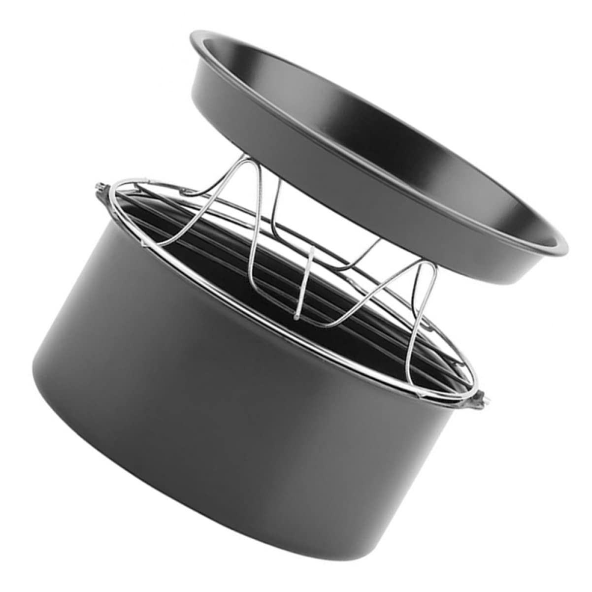3 Pezzi Accessori per Friggitrice Ad Aria Set Teglia da Forno Griglia Rivestimento Antiaderente Griglia Vapore