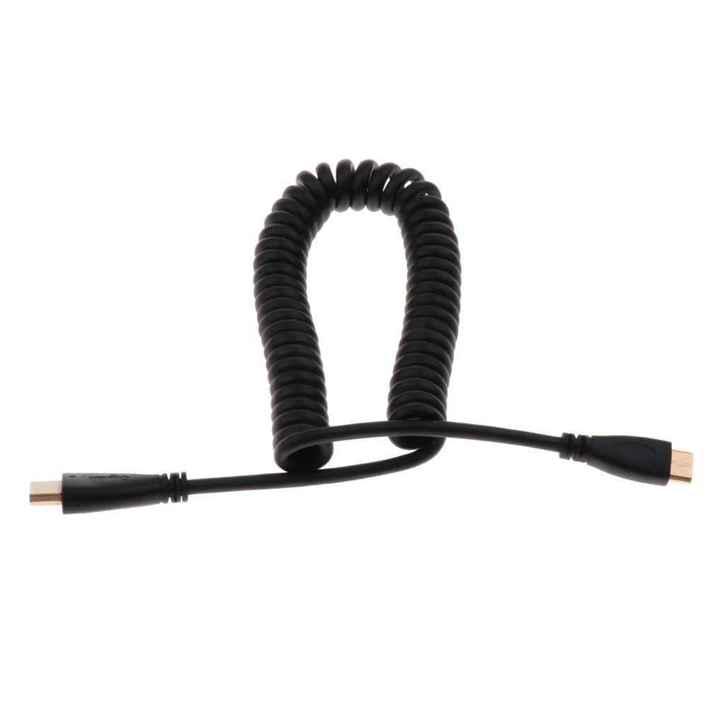 IVELECT 1Pcs/Lot HDMI A Male to Mini HDMI A Male Spiral Coiled Cable Cord 1080p for SLR Camera