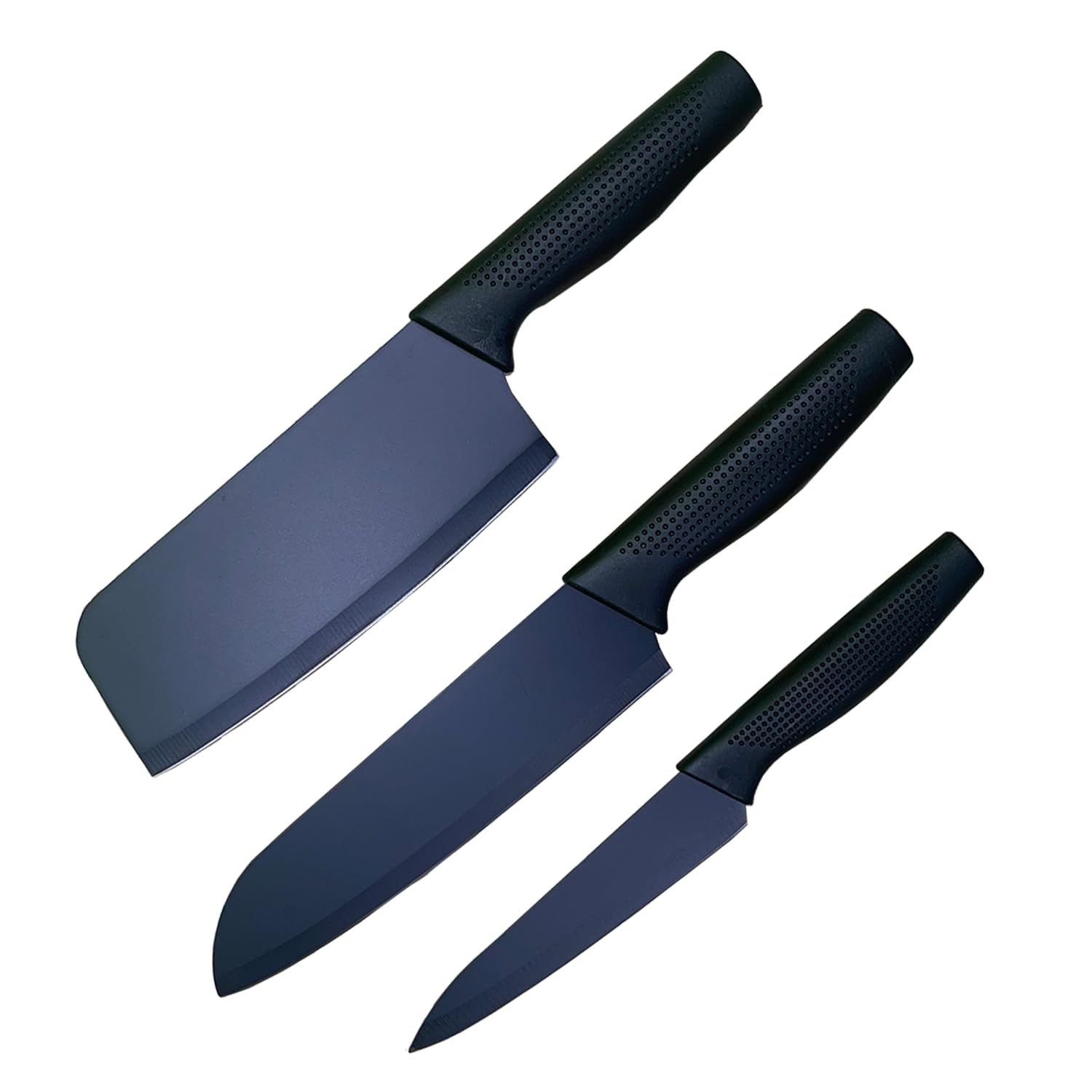 pepplo Kitchen Knife, Meat Knife,Professional Chefâ€™s Knife, Sharp Blade with Ergonomic Handle for Home Kitchen and Restaurant - Black, Set of 3, Stainless Steel