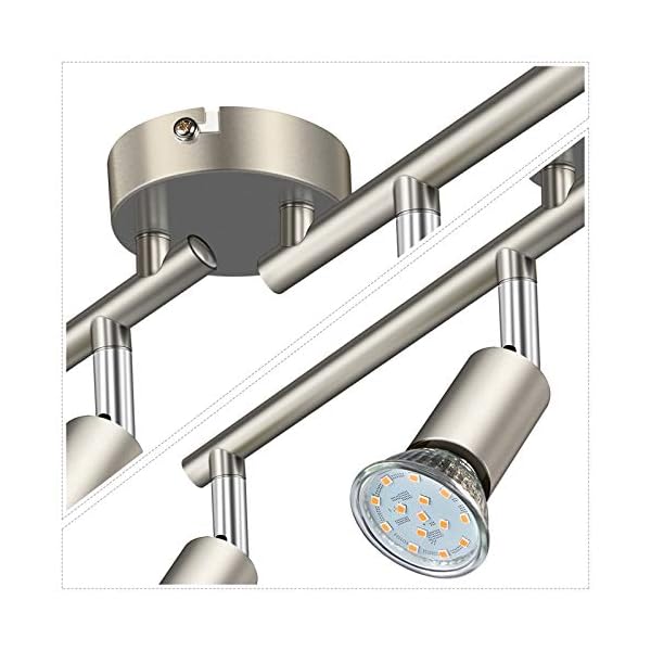 Defurhome LED Ceiling Light Rotatable 4-Bulb LED Spotlight Ceiling Light Spotlight Modern Ceiling Spotlight for Kitchen, Living Room, Bedroom, Includes 4 x 3.5 W GU10 LED Bulbs (380 LM, Warm White) - Image 5