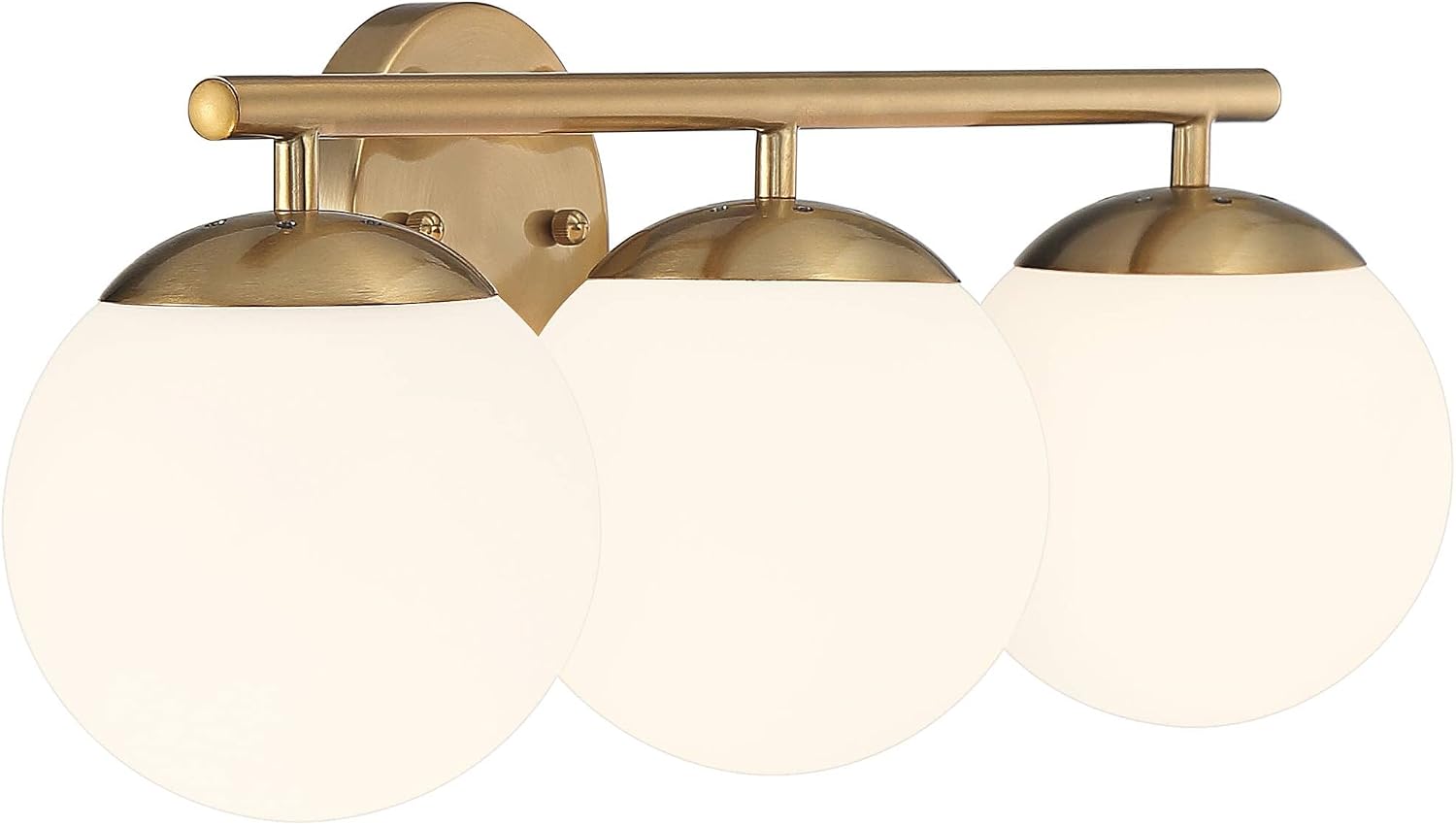 Possini Euro Design Meridian Mid Century Modern Wall Light Soft Gold Hardwired 23" 3-Light Fixture Frosted White Globe Glass Shades for Bedroom Bathroom Vanity Living Room Hallway House Home Decor
