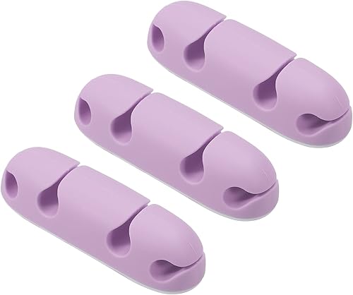 MECCANIXITY Organizador de cables de 3 piezas para escritorio, 4 ranuras de silicona adhesivas, organizador de cables para cable de carga USB, color