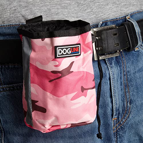 Image of Dogline Dog Treat Pouch: Puppy Training Bag, Pet Kibbles and Snacks Holder, Litter Waste Bags Dispenser with Adjustable Drawstring Closure, Large Capacity with Mesh Pocket, Strong Nylon Material