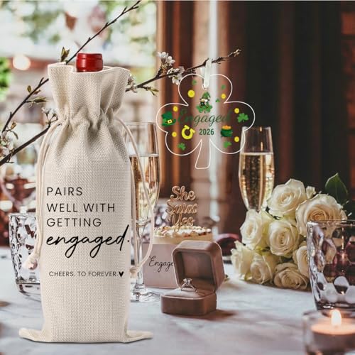 Image of St. Patrick's Day Engaged Engagement Gifts for Couples Her St. Patrick's Day Engagement Ornament Party Decorations for Engaged Couple Wine Bag Acrylic Ornament 2026
