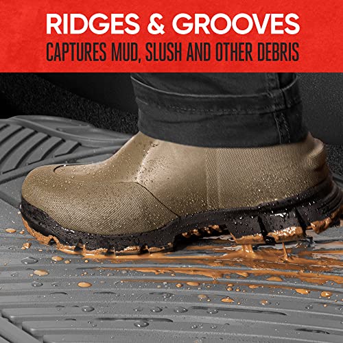 Image of Motor Trend FlexTough Baseline - Heavy Duty Rubber Car Floor Mats, 100% Odorless & BPA Free, All Weather (Gray)