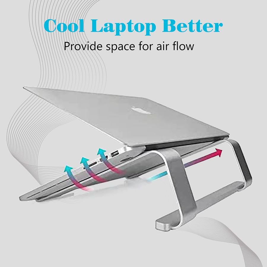 Image of URBAN KINGS Laptop Stand for Desk,Aluminium Adjustable Laptop Riser for Laptops MacBook Pro and Air 13 inch 14 inch 15.6 inch 17 inch, Desktop Ergonomic Foldable Portable Air Vantilated Computer & Notebook Stand