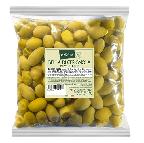 FRATELLI MANTOVA SINCE 1905 Mantova Italian Bella di Cerignola Olives (Pack of 1 2 lb) Great Taste, 52.91 Ounce