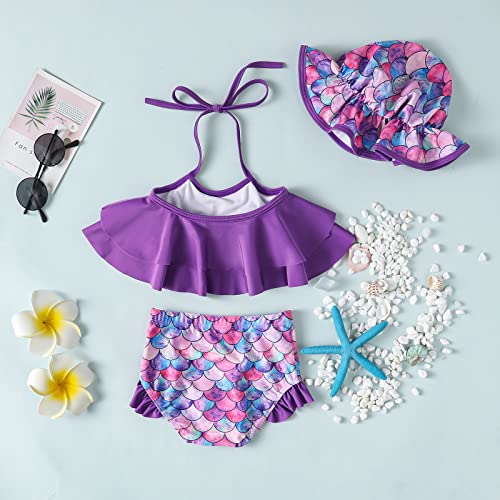 Baby Girl Summer Swimsuit with Hat Toddler Girls Bikini Sets Infant Bathing Suit Beach Outfits3