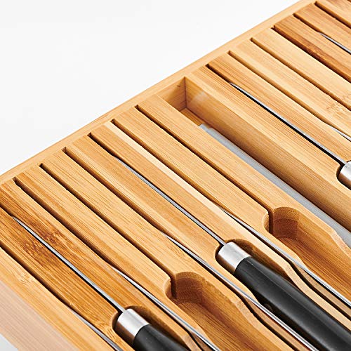 inDrawer Knife Block,Bamboo Knife Drawer Organizer Insert, Kitchen