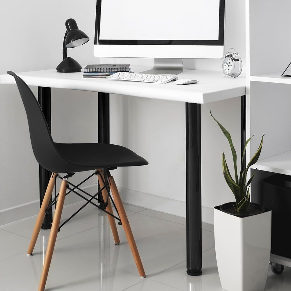 Jahof Pieds de Table Réglables 75 cm, Lot de 4 Pieds de Meubles Métal Noir Ø50mm, Support en Acier pour Table à Manger, Bureau