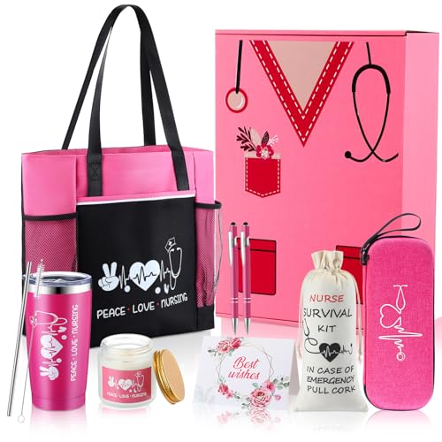 Bulyoou 9 Pcs Nurse Gifts for Women Female Nurs Appreciation Gifs Set Theme Handbag 20 oz...