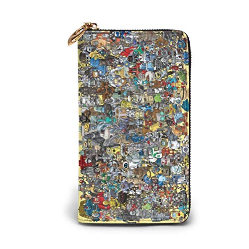 Preisvergleich Produktbild JHGFG Echtes Leder Geldbörsen mit Reißverschluss Geldbörse Reisetasche um Kartenhalter Organizer Clutch Bag Black