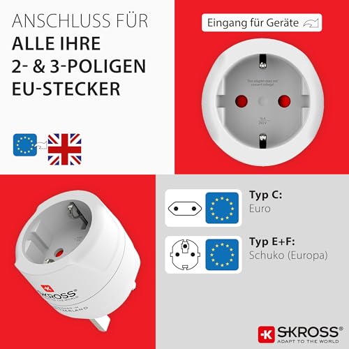 Skross Schutzkontakt Steckeradapter mehrfarbig One Size