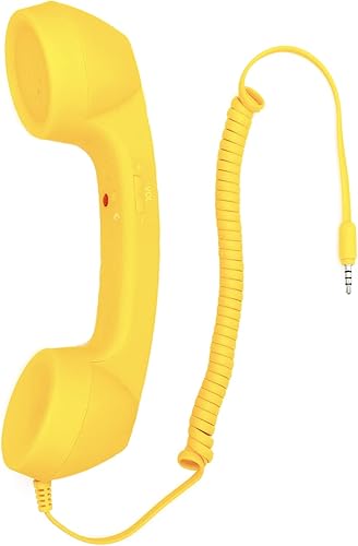 Retro 0.138 in Teléfono Teléfono Celular Receptor Micrófono Micrófono Altavoz para iPhone iPad Teléfonos Móviles Teléfono Móvil Smartphone (Amarillo)