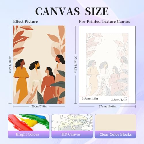 Image of 6 Pack Paint by Numbers Kit for Adults Beginner, Women Adult Paint by Number Kits on Canvas Without Frame, Women Power DIY Acrylic Oil Painting by Numbers Kits, Perfect for Home Decor 8x12 Inch