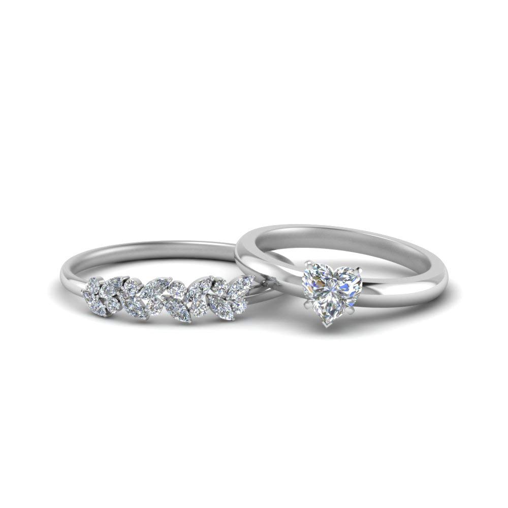 Choose Your Gemstone Unique Diamond CZ Bridal Ring Set 925 Sterling Silver Heart Shape Wedding Ring Sets Matching Jewelry Wedding Jewelry Easy to Wear Gifts US Size 4 to 12