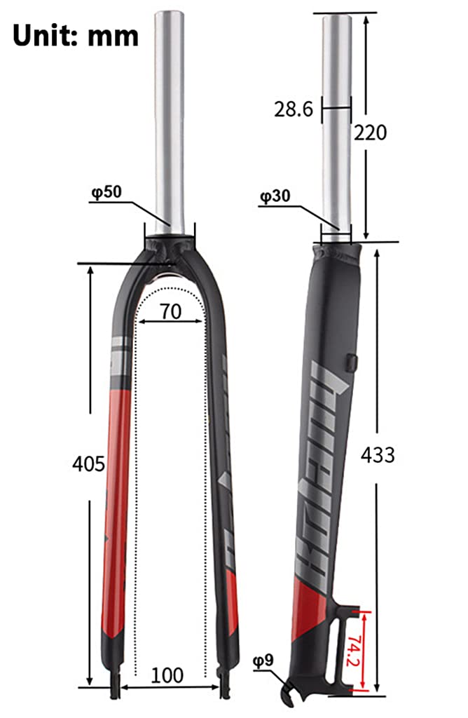 Rigida MTB Forcella Anteriore 1-1/8"26/27.5/29" in Tubo Dritto Superleggero Forcella Anteriore 28.6mm Threadless Freno A Disco Rigido MTB Forcella