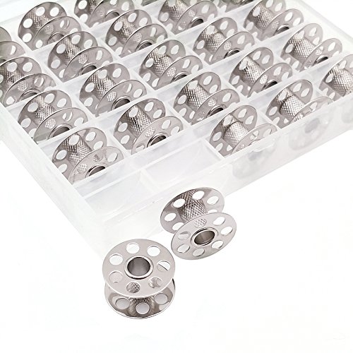 Bobines en métal Bernina durables en lot de 25 avec boîte organisatrice rigide