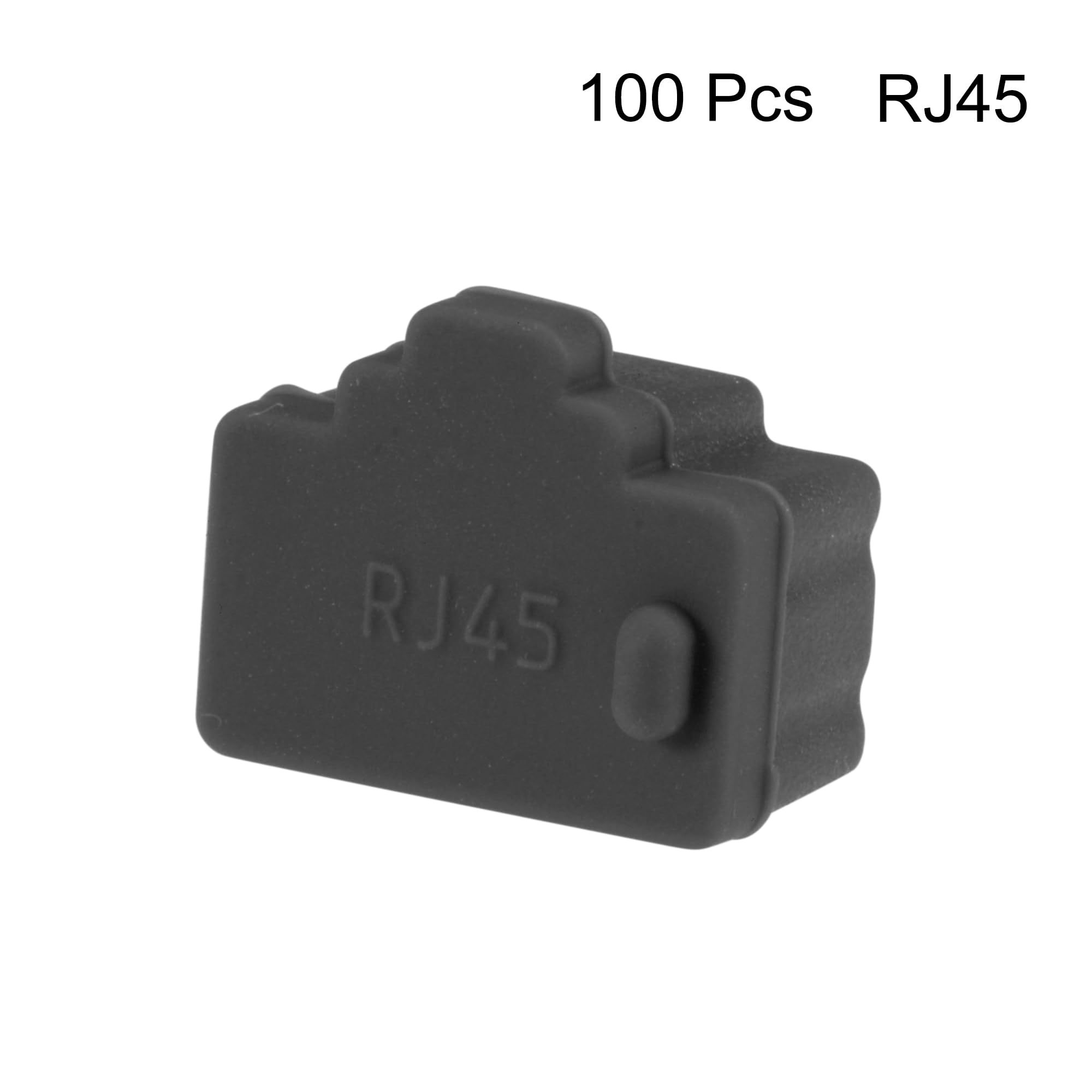 sourcing map 100pcs RJ45 Silicone Protecteurs Ethernet Hub Port Antipoussière Capuchon Couvercle 12mmx8.3mm Le Noir
