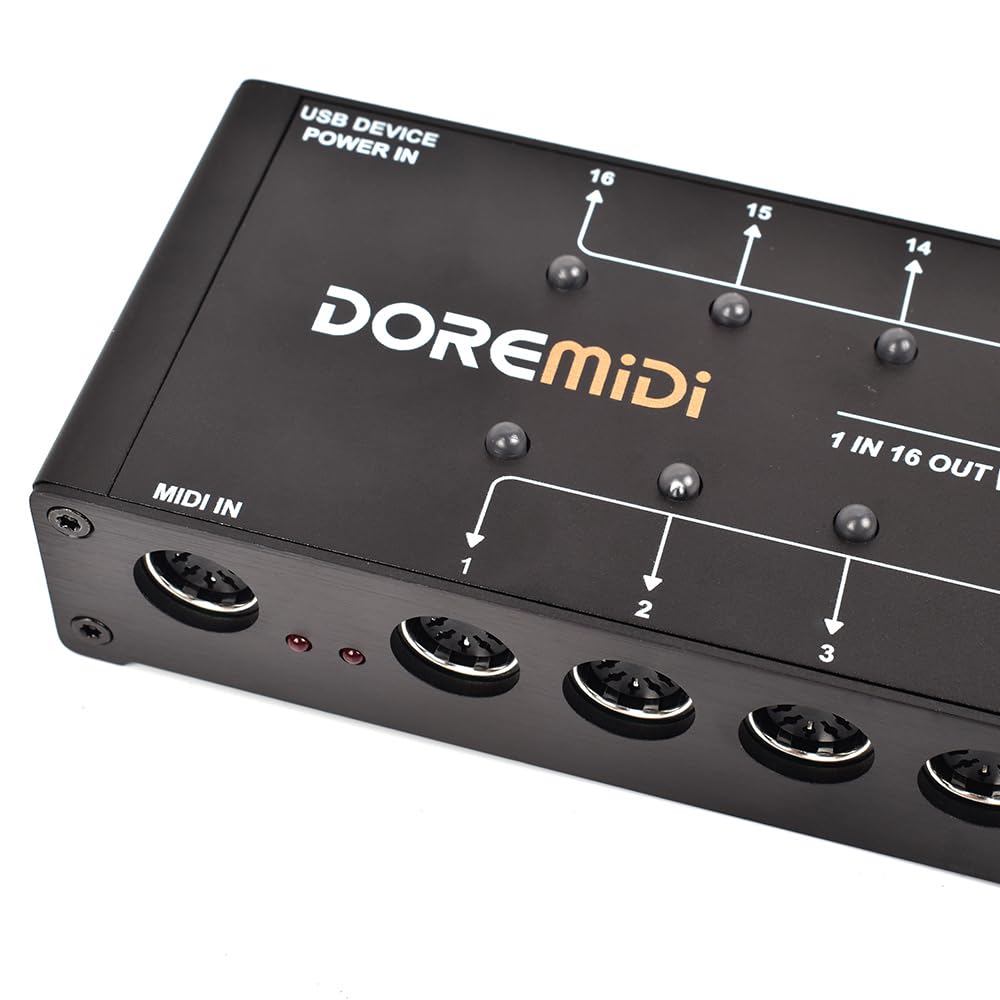 MIDI THRU-16 Box Filter &Switch 1 MIDI input in 16 uscite MIDI e ogni uscita MIDI può modificare filtri MIDI (THRU-16)