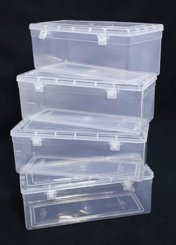 Image of Ewings Multipurpose Plastic Rectangular Stackable Organizer Storage Container Box Combo Transparent Boxes for Jewellery /Medicines /Stationery /Cosmetics /Accessories(Pack of 4)