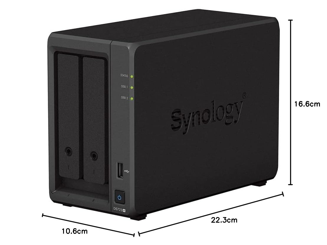 Synology DS723+ 2-Bay Diskstation NAS (AMD Ryzen™ 4 Threads R1600 Dual-Core 2GB Ram 2xRJ-45 1GbE LAN-Port), 8TB Bundle mit 2 x 4TB WD Red Plus NAS HDDs