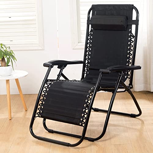 Image of Ash & Roh Zero Gravity Lawn Chair Anti Gravity Lounge Chair Adjustable Recliner Pillow Outdoor Camp Chair for Poolside Backyard Beach, Support (Black)