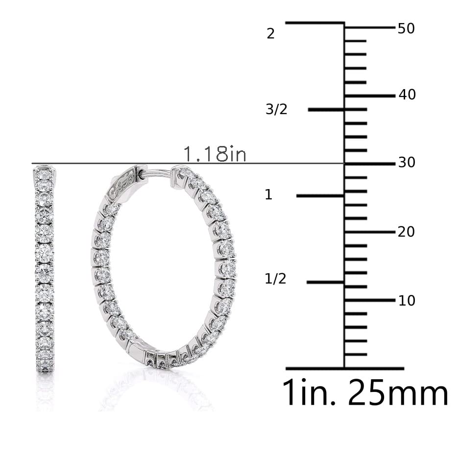 1 1/5 to 10 Carat Moissanite Inside Out Hoop Earrings for Women in 925 Sterling Silver (G-H, VS, cttw, DEW) Secure Lock Hoops by Beverly Hills Jewelers4