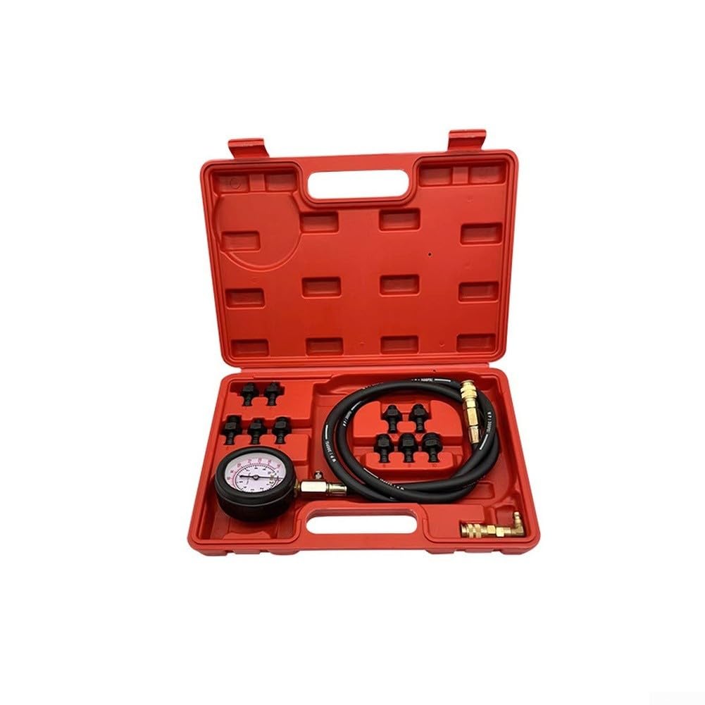 Set di manometro dell'olio per auto, 13 pezzi, tester idraulico in acciaio ad alta resistenza con raccordi per tubi in rame, campo di misurazione 0-140 psi, per diagnosi di auto e camion