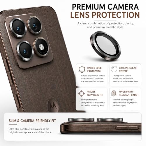 Image of ArmourPro Camera Rings Tempered Glass for Motorola Edge 70 Pro Plus, Tough HD Individual Aluminum Alloy Rings 9H Camera Cover, Scratch-Resistant,Camera Lens Protection| Black, 1 Pack