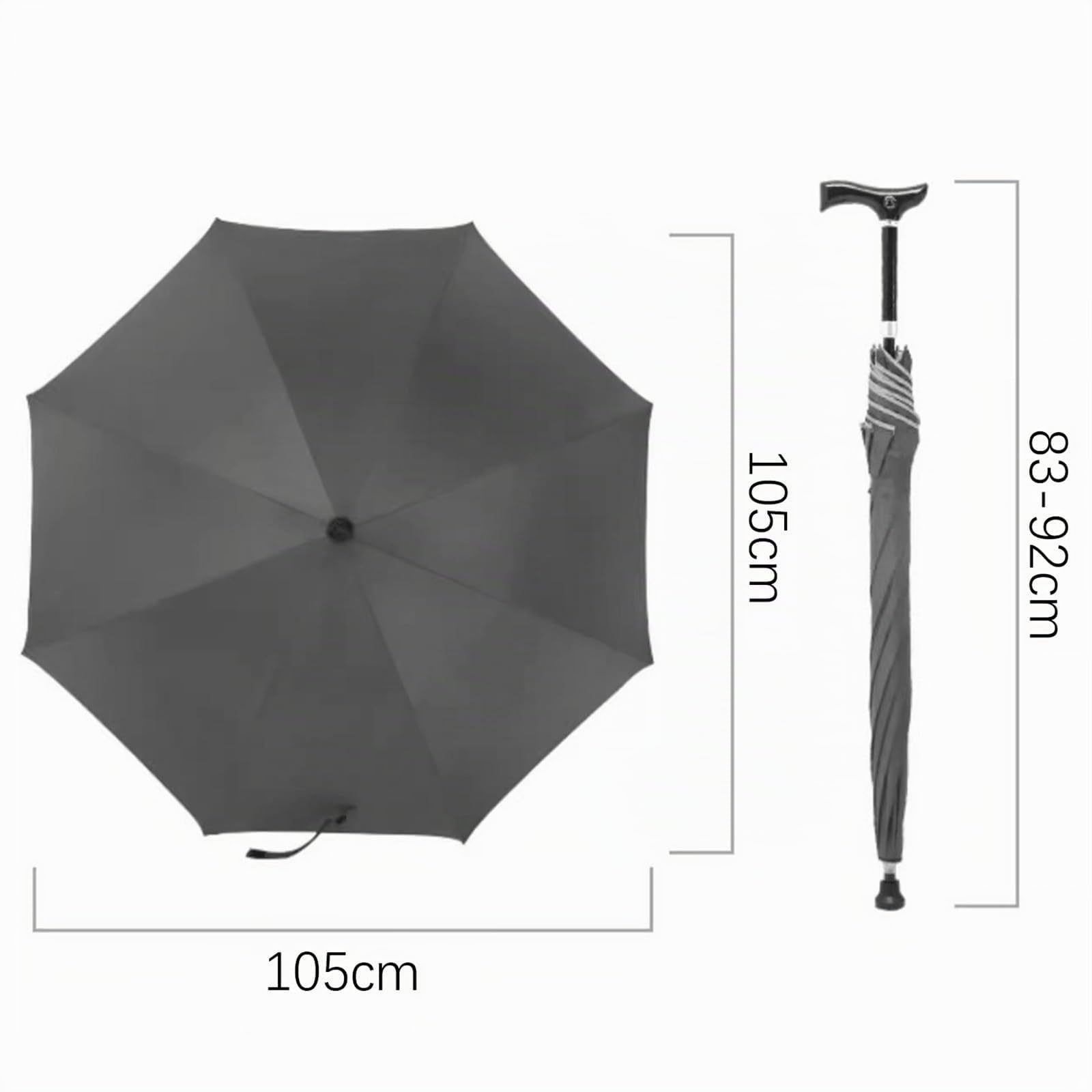 2-in-1 Gehstocke Regenschirm, Länge Verstellbar Tragbar Schirm-Gehstock Winddicht Spazierstock Regenschirm Für Wandern, Abhängen Bei Regen