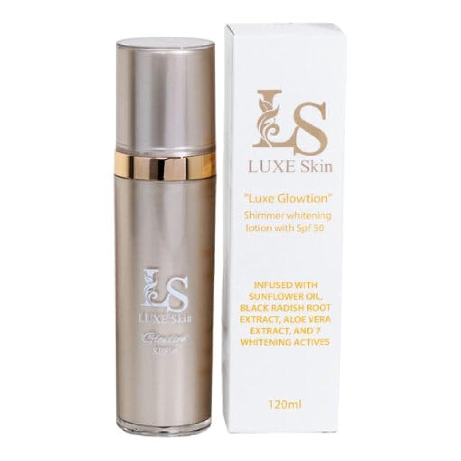 Luxe Skin Luxe Glowtion Shimmer Whitening Lotion with Spf50 120ml by Dubai SkinCare