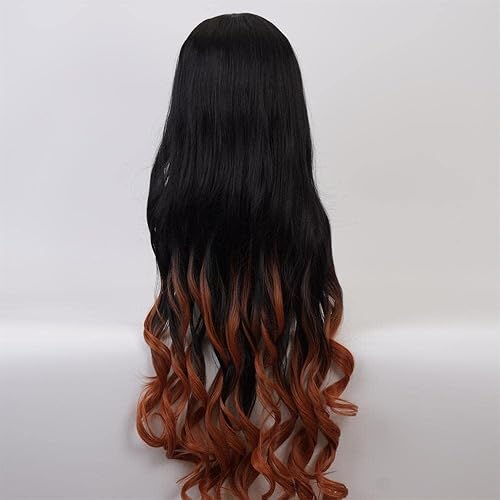 Miniatura 4 de Pelucas de cosplay anime KNY largo negro degradado naranja peluca mujer Halloween personaje pelucas