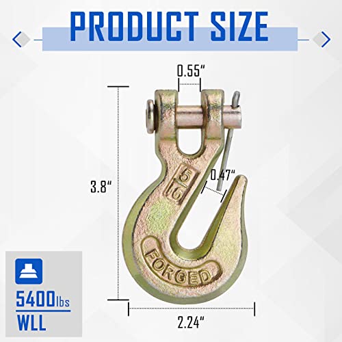 Image of 5 /16 inch Clevis Grab Hooks Grade 70 Forged Steel Tow Hooks 5,400lb WLL | for Truck & Trailer Transport Chains, 10-Pack