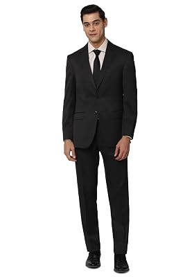 Peter England Men's Polyester Blend Regular Business Suit Pants Set (PESUOTLBT94160_Grey_42)