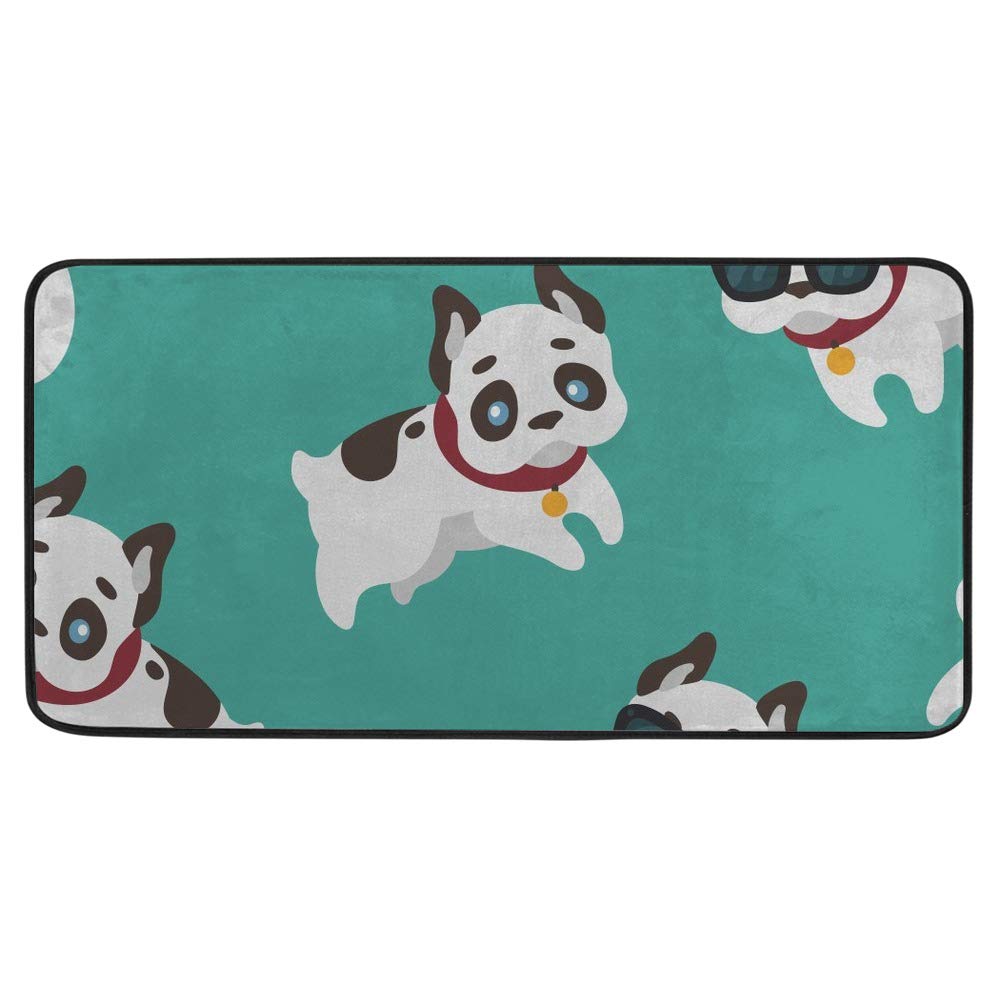 Tapis de cuisine imperméable à l'eau et lavable motif bouledogue