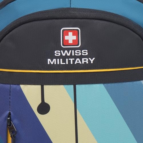 Image of SWISS MILITARY Large Multicolor Laptop Backpack, Stylish with Spacious 15.6 Inch Laptop Compartment, Ergonomic Design, Durable & Lightweight for Office, Travel, and College