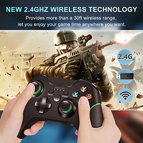 AUFGLO Drahtlos Controller für Xbox One, PC Gamepad mit 2.4G drahtlos Adapter, eingebaute Dual Vibration, kompatibel mit Xbox One/One S/One X/One Elite/PS3 Host/Windows 10 (Schwarz) - Image 7