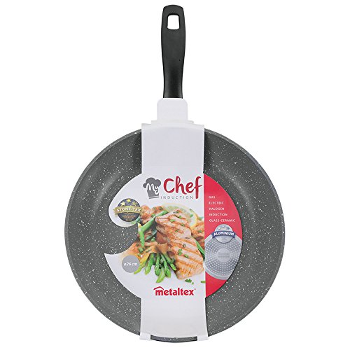 Metaltex MY CHEF - Sartén Aluminio Forjado, 26 cm, 2 capas antiadherente Stone-Tex, Dot Induction válido para todo tipo de cocinas