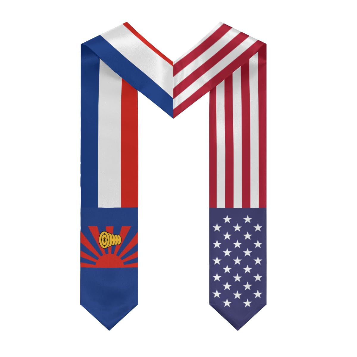 YiiLi Karen Nation Mix United States Flag Graduation Stole For International Student Graduate Shawl Sash