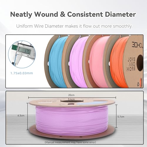 Image of 3DHoJor PLA Pro (Plus) Filament 1.75mm, 3D Printer Filament, Cardboard Spool 3D Printing Filament, Dimensional Accuracy + /- 0.03 mm-4 Pack Lilac+Soft Pink+Space Blue+Coral Orange