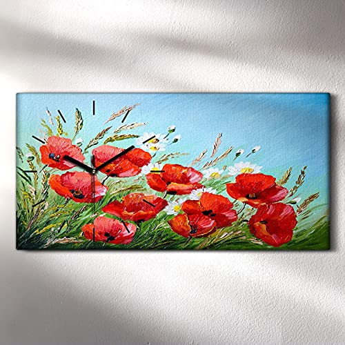 Horloge sur Toile Art Moderne Tableau Mural Fleurs Impression HD - 3