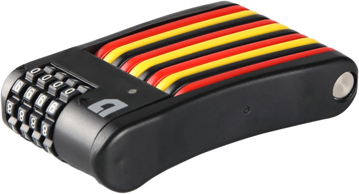 4-Digit Combination Folding Bike Lock Portable Metal Anti-Theft Security Lock Compact Black for Cycling Outdoor Use