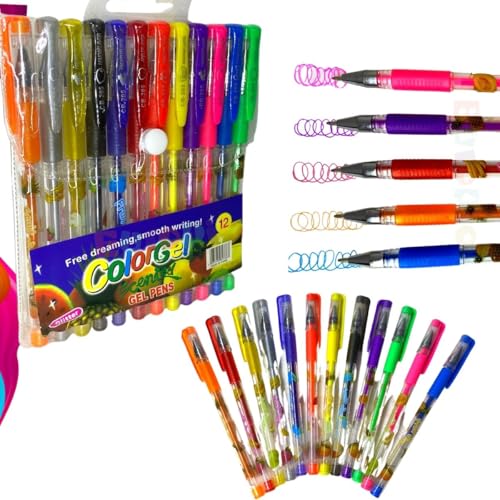 Europio - Kit 12 Canetas Gel Com Glitter Perfumadas Cheiro De Frutas - Colorido