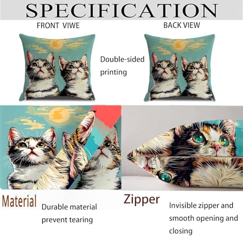 Housses de coussin de décoration en velours double face chat carré brun - 5