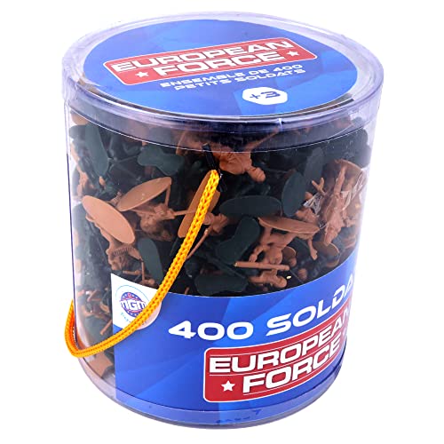 European Force - 400 kleine Soldaten - Soldaten - 080228 - Khaki - Kunststoff - Militär - Kinder Spielzeug - Miniatur - 3,5 cm x 3,5 cm - Ab 3 Jahren, Braun und Grün