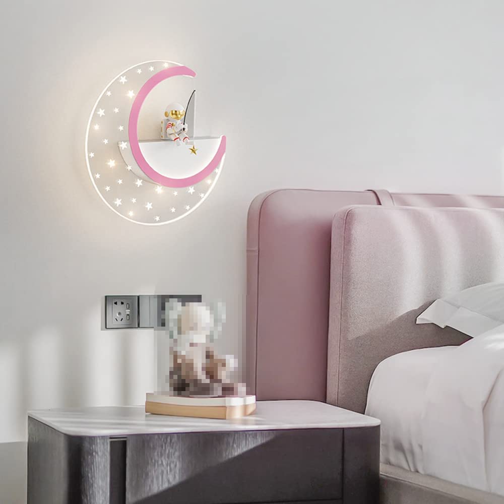 Aplique de pared luna LED 15W regulable con astronauta para habitación infantil